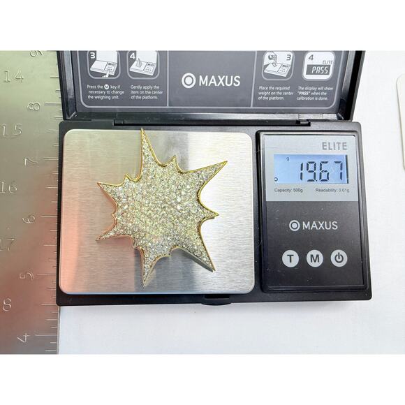 Vintage Jomaz Pavé Rhinestone Supernova Starburst Brooch Pin - Picture 8 of 9